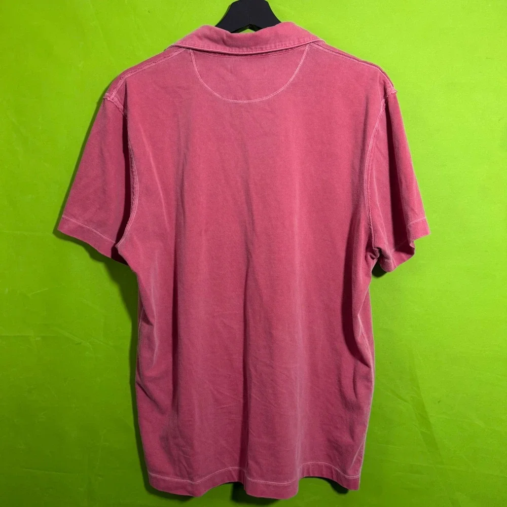 Banana Republic Mens Short Sleeve Polo Shirt Faded Red Pink Size M Casual V-Neck